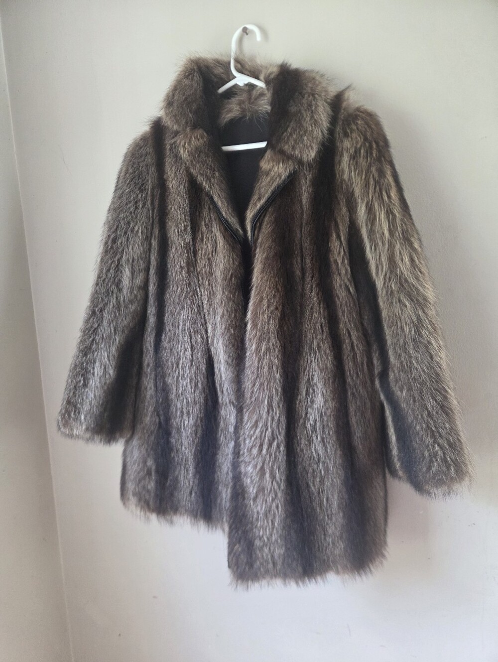 Source Unknown Brown Faux Fur Pea Coat